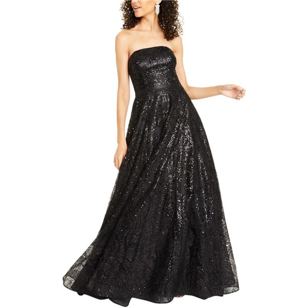 Say Yes to the Prom Womens Juniors Sequined Strapless Prom Dress Dress, NWT